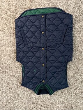 Polo by Ralph Lauren Navy Quilted Vest with Green Accents